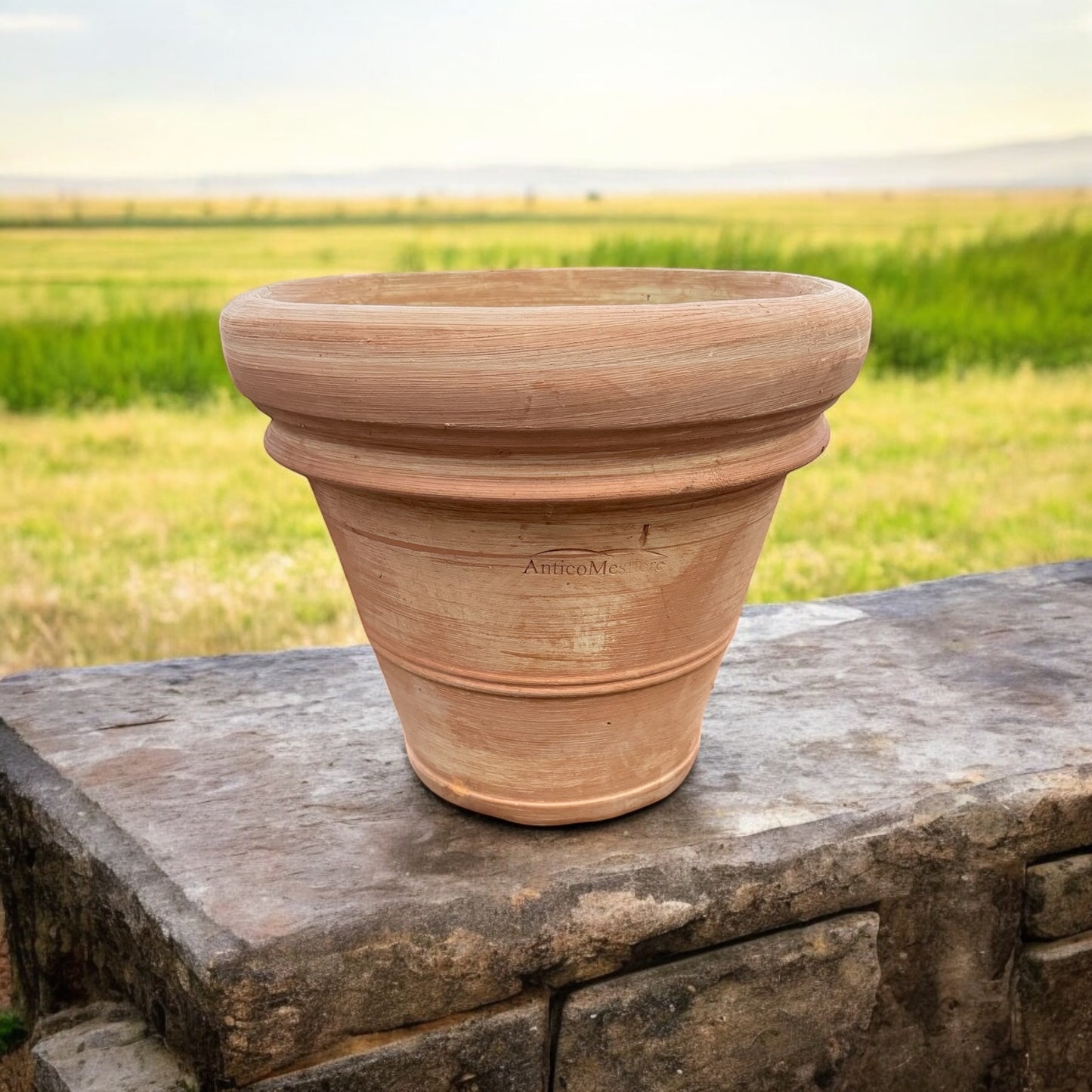 Vaso doppio bordo liscio anticato