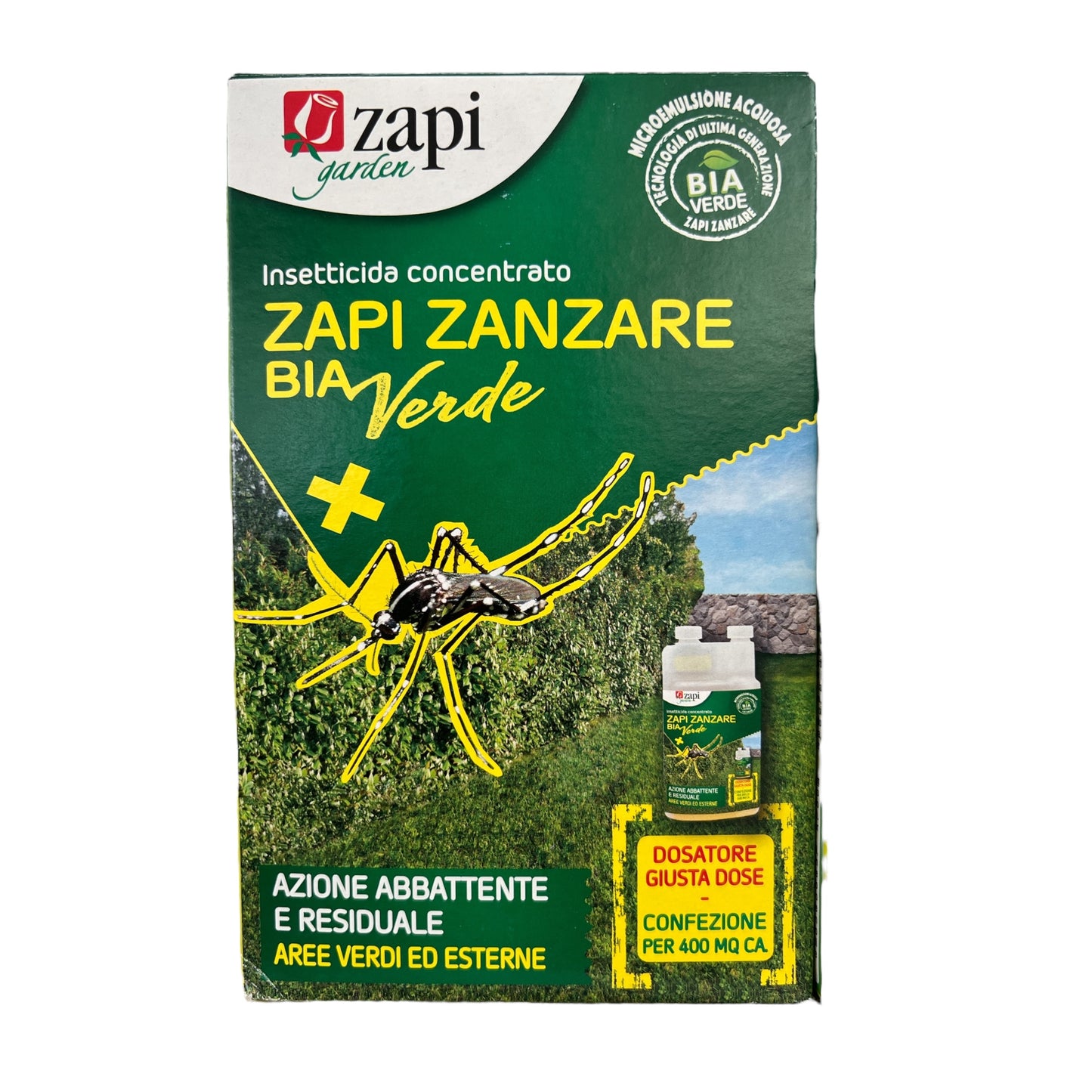 ZAPI ZANZARE BIA VERDE
INSETTICIDA CONCENTRATO: FINO A TRE SETTIMANE SENZA ZANZARE